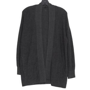 Lululemon Womens Cardigan Sweater Merino Wool Ribbed Long Wrap Gray Size 4 EZ